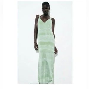 Zara Sequinned Tulle Dress in Seafoam Green Large NWT